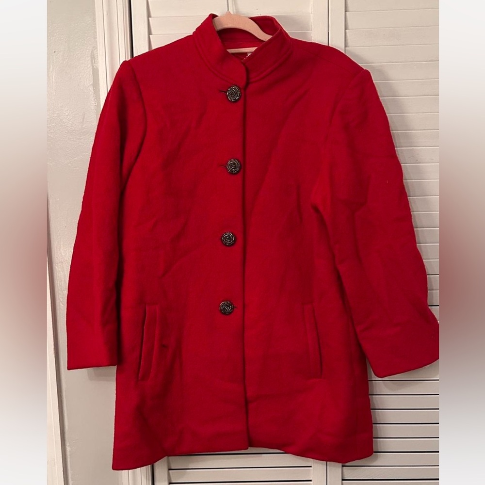 Elegant Red Pea Coat